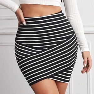 SHEIN Cross Wrap Striped Skirt